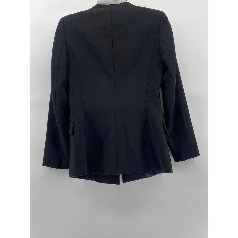 Zara Women’s Black Solid Chic Collarless Long Sle… - image 2